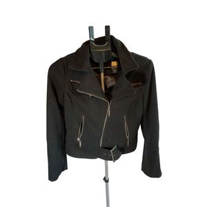 Faux Fur size medium biker | zipper jacket | zipper bomber jacket | market jacke